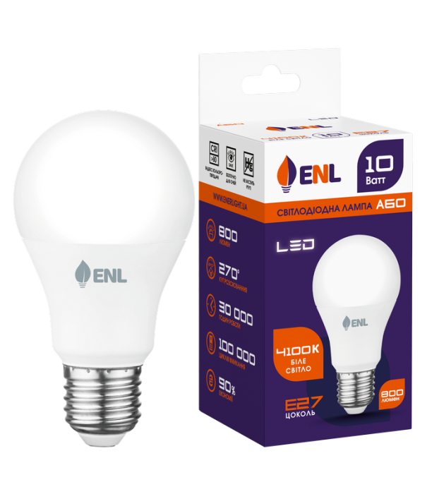 Лампа світлодіодна ENL A60 10Вт 4100K E27